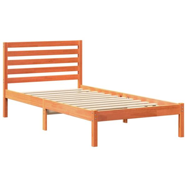 Bettgestell mit Kopfteil Wachsbraun 75 x 190 cm Massivkiefer