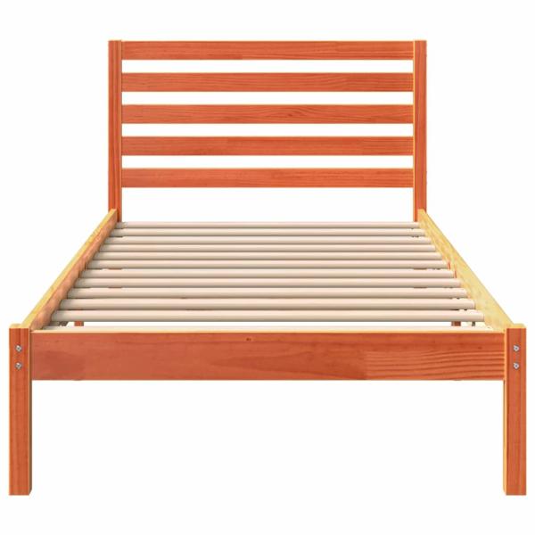 Bettgestell mit Kopfteil Wachsbraun 75 x 190 cm Massivkiefer