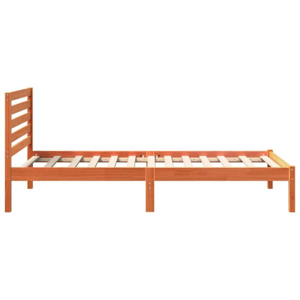 Bettgestell mit Kopfteil Wachsbraun 75 x 190 cm Massivkiefer