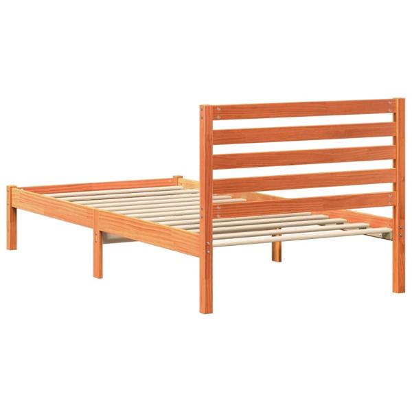 Bettgestell mit Kopfteil Wachsbraun 75 x 190 cm Massivkiefer