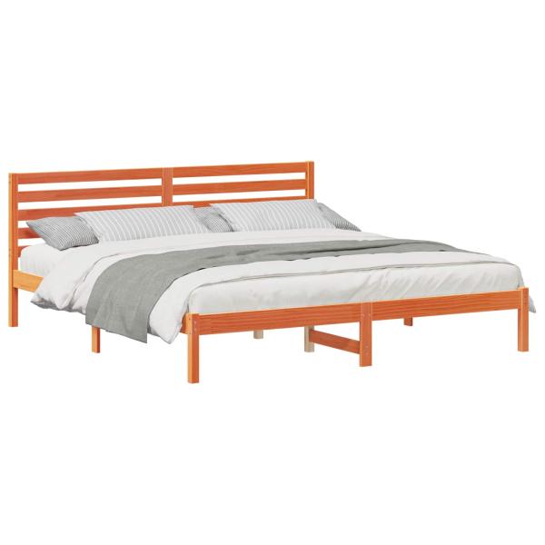 Bettgestell mit Kopfteil Wachsbraun 200 x 200 cm Massivkiefer