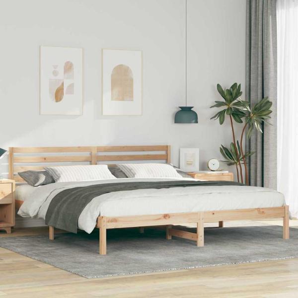 ARDEBO.de - Bettgestell mit Kopfteil Braun 180 x 200 cm Massivkiefer