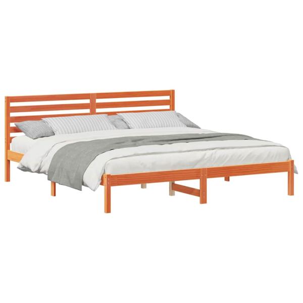 Bettgestell mit Kopfteil Wachsbraun 180 x 200 cm Massivkiefer