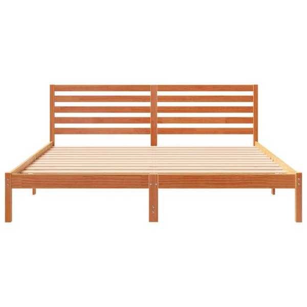 Bettgestell mit Kopfteil Wachsbraun 180 x 200 cm Massivkiefer