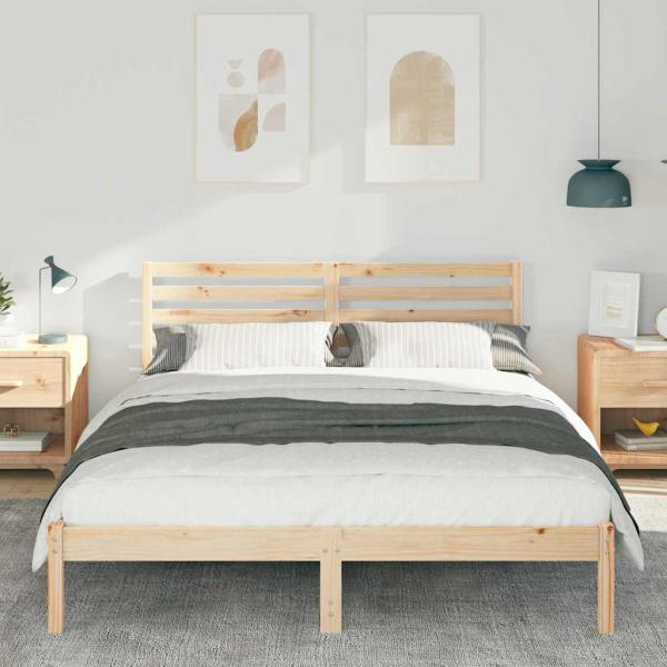 Bettgestell mit Kopfteil Braun 150 x 200 cm Massivkiefer