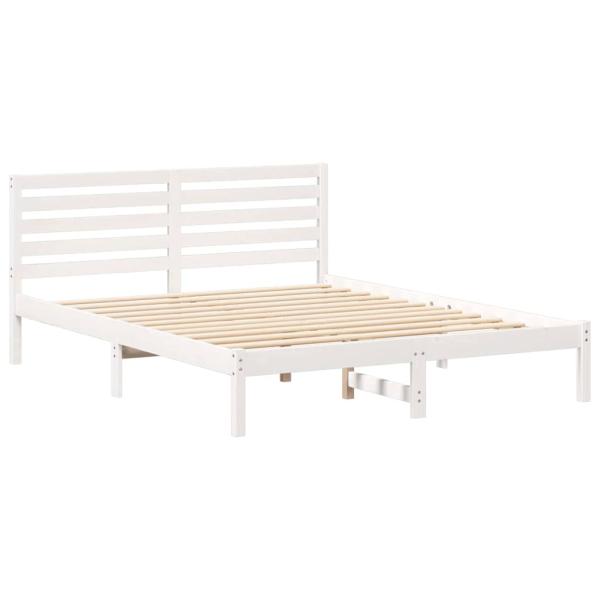 Bettgestell mit Kopfteil Weiß 150 x 200 cm Massivkiefer