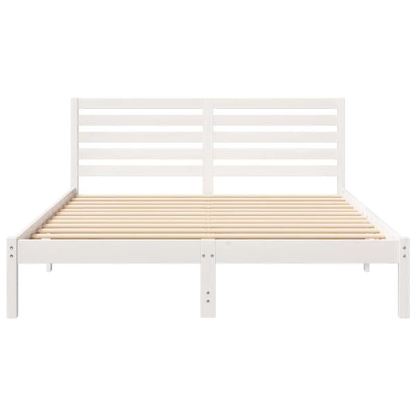 Bettgestell mit Kopfteil Weiß 150 x 200 cm Massivkiefer