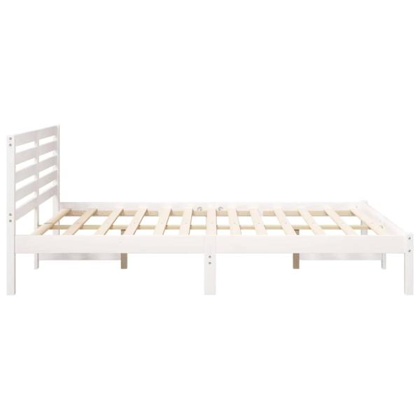 Bettgestell mit Kopfteil Weiß 150 x 200 cm Massivkiefer