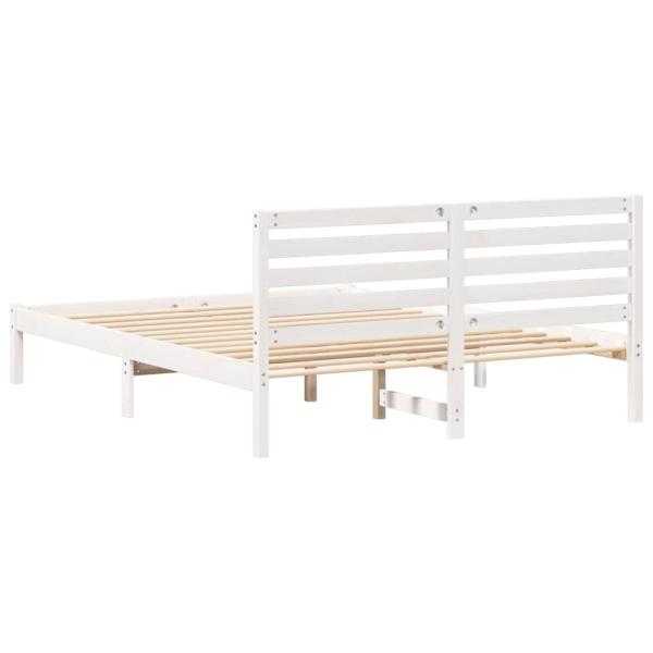 Bettgestell mit Kopfteil Weiß 150 x 200 cm Massivkiefer