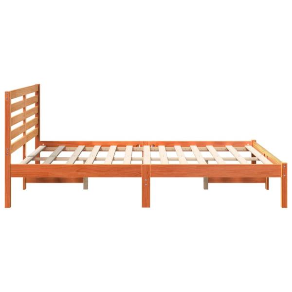 Bettgestell mit Kopfteil Wachsbraun 120 x 200 cm Massivkiefer