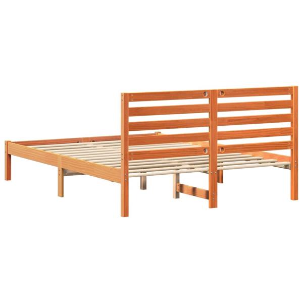 Bettgestell mit Kopfteil Wachsbraun 120 x 200 cm Massivkiefer