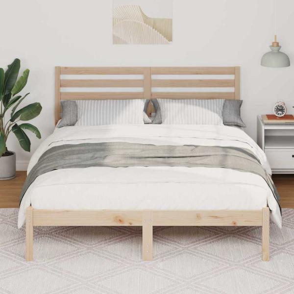 Bettgestell mit Kopfteil Braun 140 x 190 cm Massivkiefer