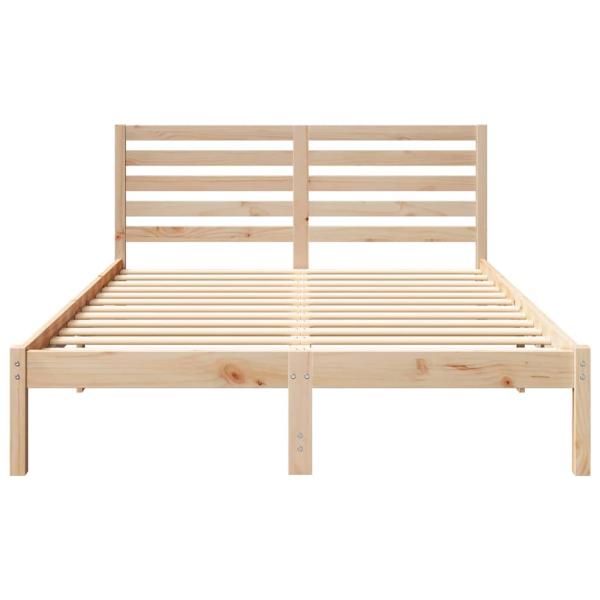 Bettgestell mit Kopfteil Braun 140 x 190 cm Massivkiefer