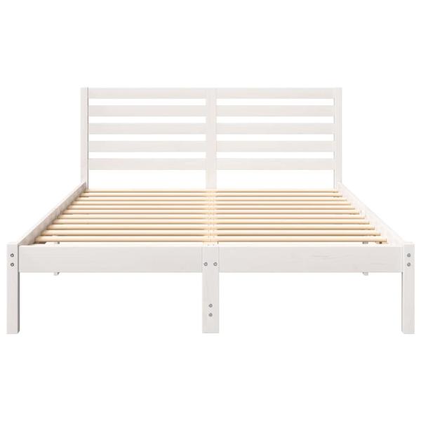Bettgestell mit Kopfteil Weiß 140 x 190 cm Massivkiefer