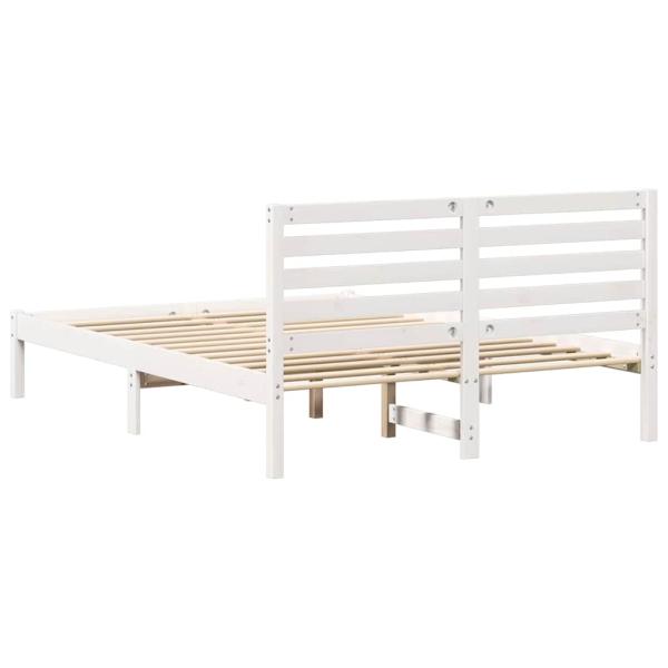 Bettgestell mit Kopfteil Weiß 140 x 190 cm Massivkiefer