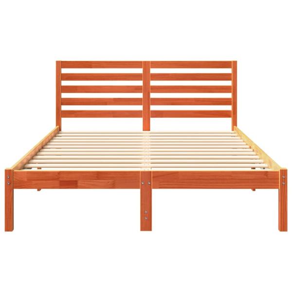 Bettgestell mit Kopfteil Wachsbraun 135 x 190 cm Massivkiefer