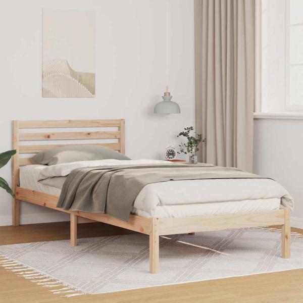 ARDEBO.de - Bettgestell mit Kopfteil Braun 100 x 210 cm Massivkiefer