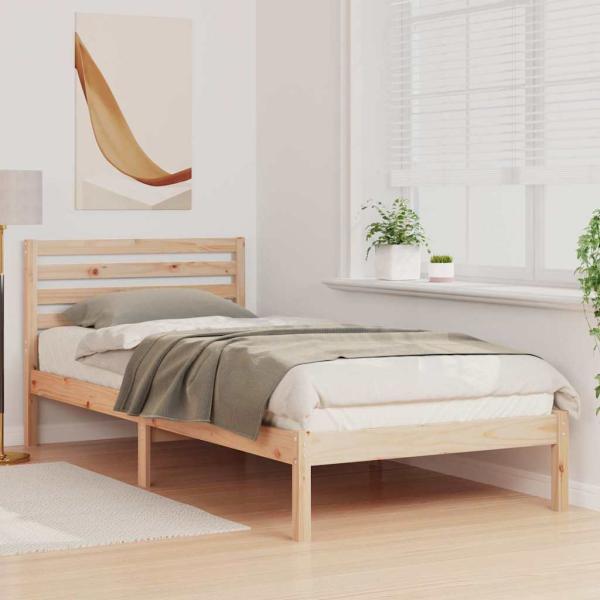 Bettgestell mit Kopfteil Braun 100 x 210 cm Massivkiefer