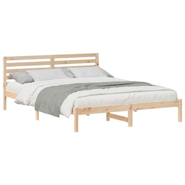 Bettgestell mit Kopfteil Braun 160 x 210 cm Massivkiefer