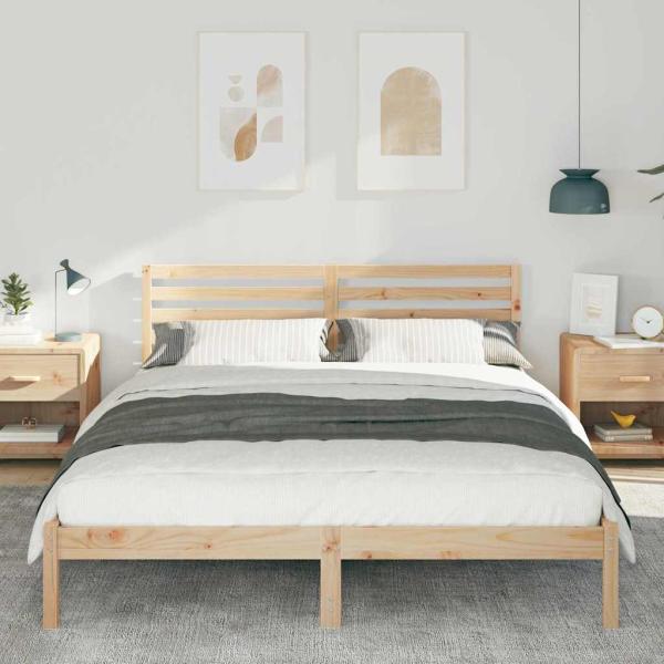 Bettgestell mit Kopfteil Braun 160 x 210 cm Massivkiefer