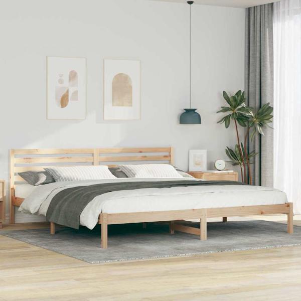 ARDEBO.de - Bettgestell mit Kopfteil Braun 180 x 210 cm Massivkiefer