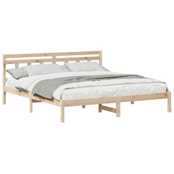 Bettgestell mit Kopfteil Braun 200 x 200 cm Kiefernholz