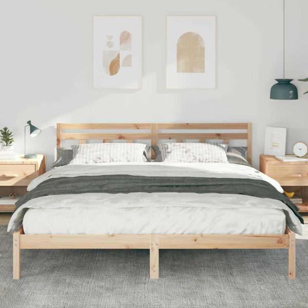 Bettgestell mit Kopfteil Braun 200 x 200 cm Kiefernholz