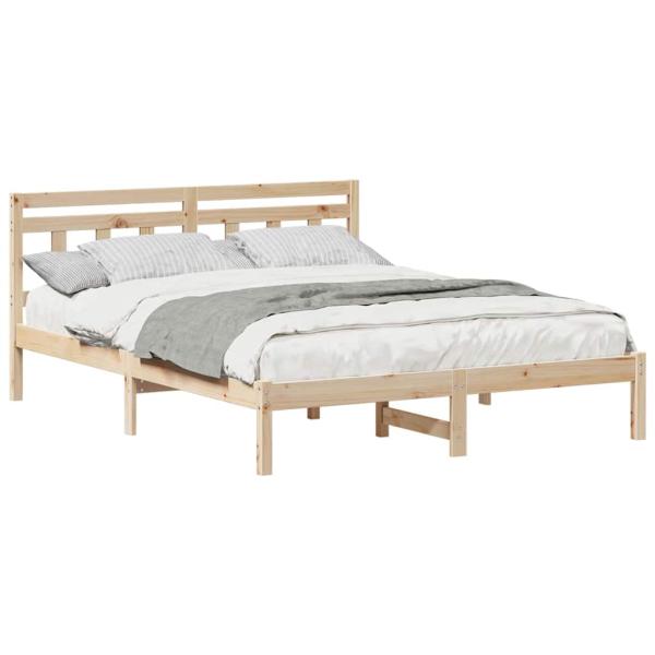 Bettgestell mit Kopfteil Braun 150 x 200 cm Massivholz Kiefer