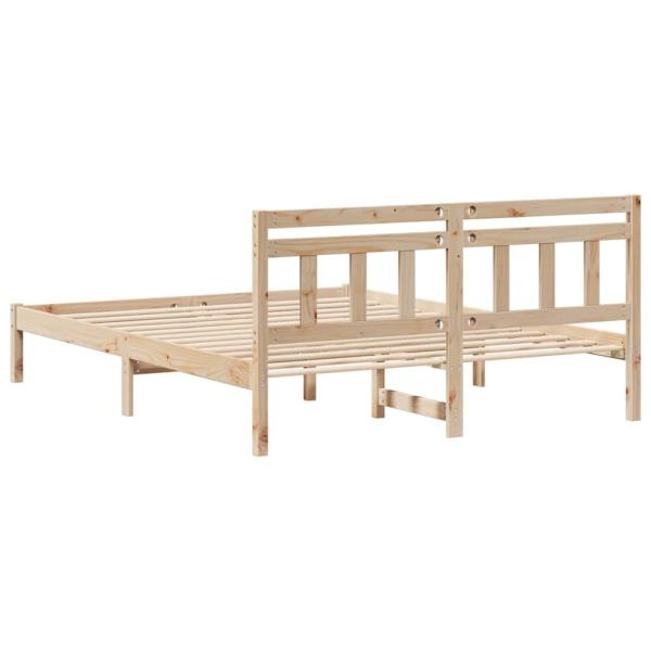 Bettgestell mit Kopfteil Braun 150 x 200 cm Massivholz Kiefer