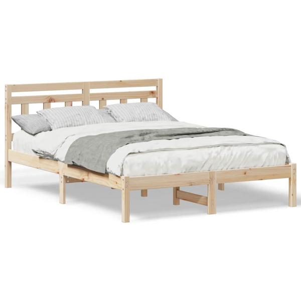Bettgestell mit Kopfteil Braun 120 x 190 cm Kiefernholz
