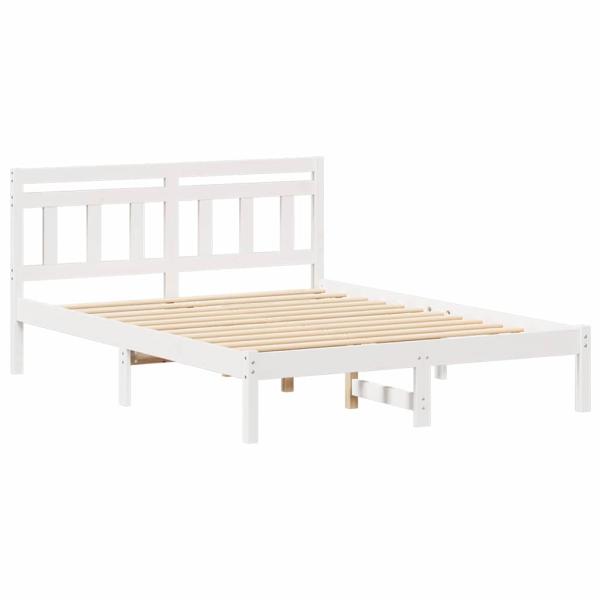 Bettgestell mit Kopfteil Weiß 140 x 190 cm Kiefernholz