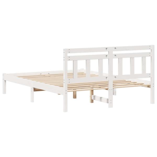 Bettgestell mit Kopfteil Weiß 140 x 190 cm Kiefernholz