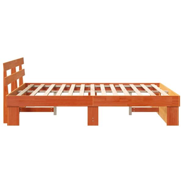 Bettgestell mit Kopfteil Wachsbraun 160 x 200 cm Kiefernholz