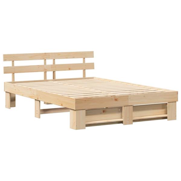 Bettgestell mit Kopfteil Braun 150 x 200 cm Kiefernholz