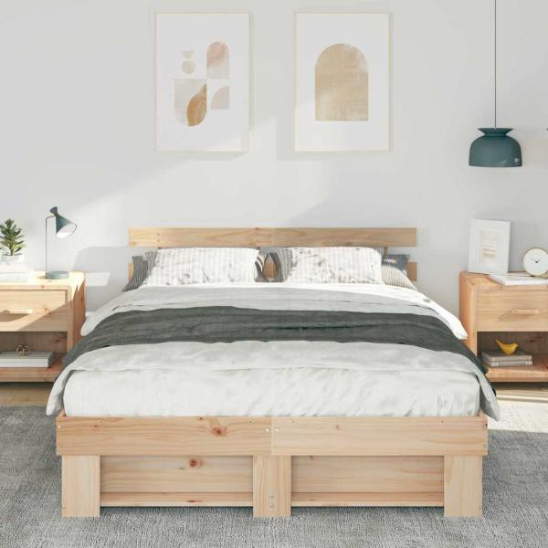 Bettgestell mit Kopfteil Braun 150 x 200 cm Kiefernholz