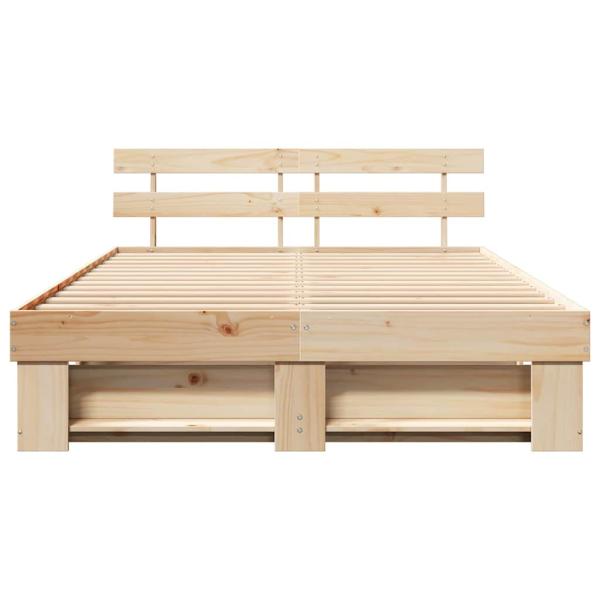 Bettgestell mit Kopfteil Braun 150 x 200 cm Kiefernholz