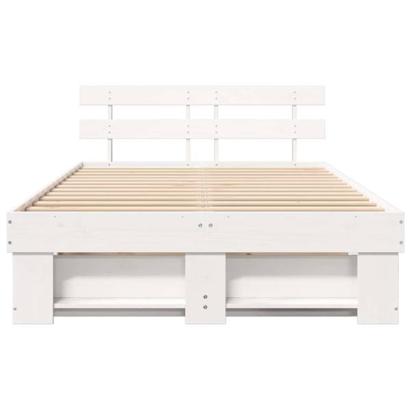 Bettgestell mit Kopfteil Weiß 135 x 190 cm Massivkiefer