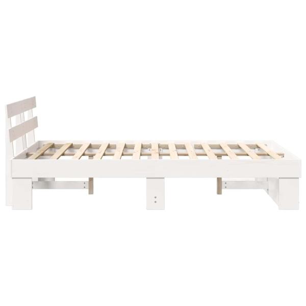 Bettgestell mit Kopfteil Weiß 135 x 190 cm Massivkiefer