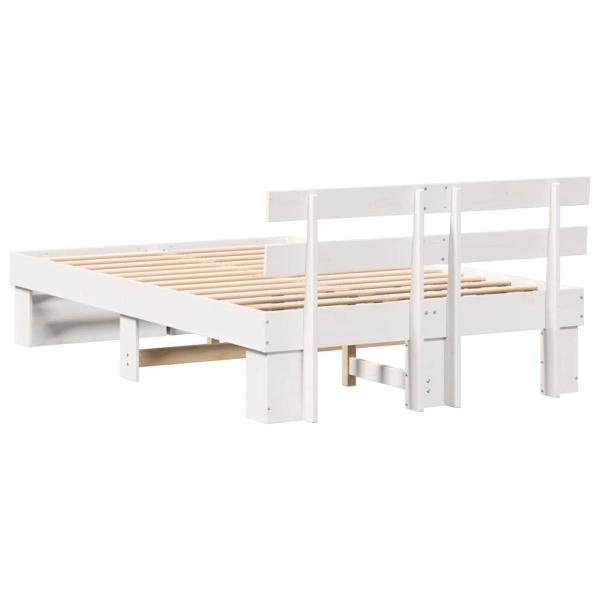 Bettgestell mit Kopfteil Weiß 135 x 190 cm Massivkiefer