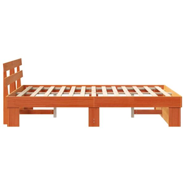 Bettgestell mit Kopfteil Wachsbraun 135 x 190 cm Massivkiefer