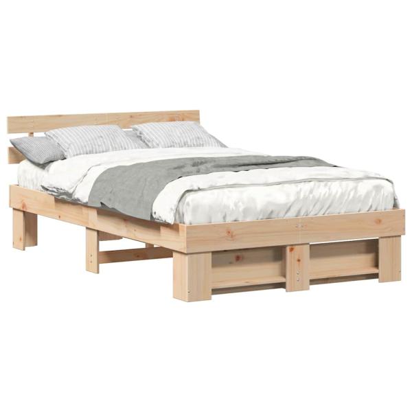 Bettgestell mit Kopfteil Braun 120 x 190 cm Massivkiefer