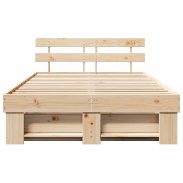 Bettgestell mit Kopfteil Braun 120 x 190 cm Massivkiefer