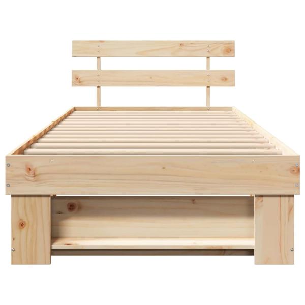 Bettgestell mit Kopfteil Braun 90 x 200 cm Massivkiefer