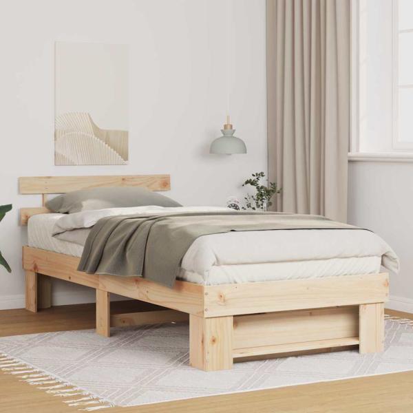 ARDEBO.de - Bettgestell mit Kopfteil Braun 80 x 200 cm Massivkiefer
