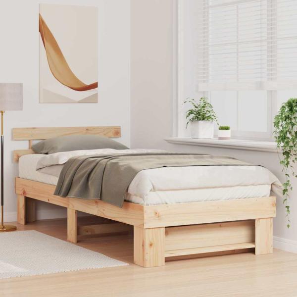 Bettgestell mit Kopfteil Braun 80 x 200 cm Massivkiefer