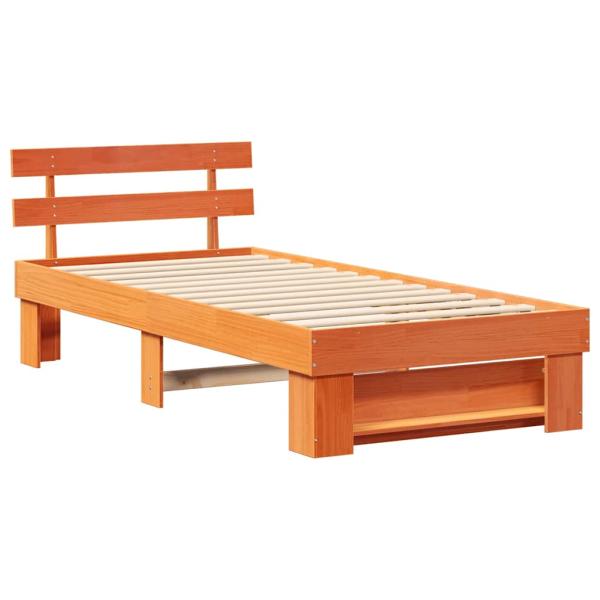 Bettgestell mit Kopfteil Wachsbraun 80 x 200 cm Massivkiefer