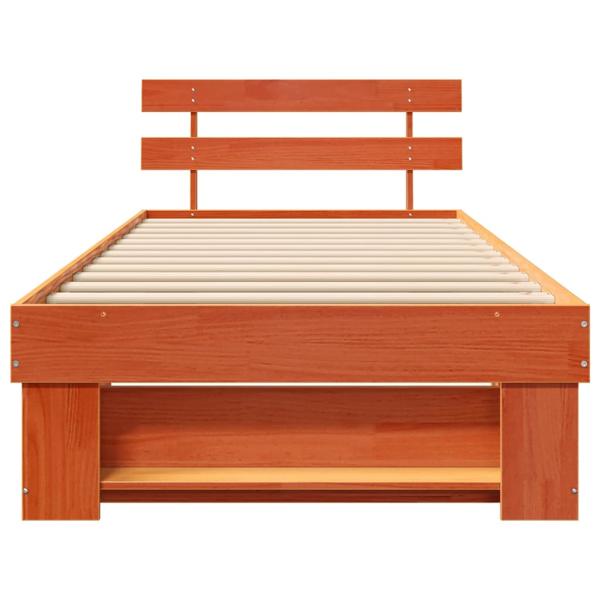 Bettgestell mit Kopfteil Wachsbraun 80 x 200 cm Massivkiefer