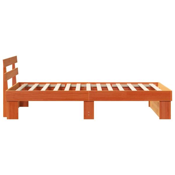Bettgestell mit Kopfteil Wachsbraun 80 x 200 cm Massivkiefer