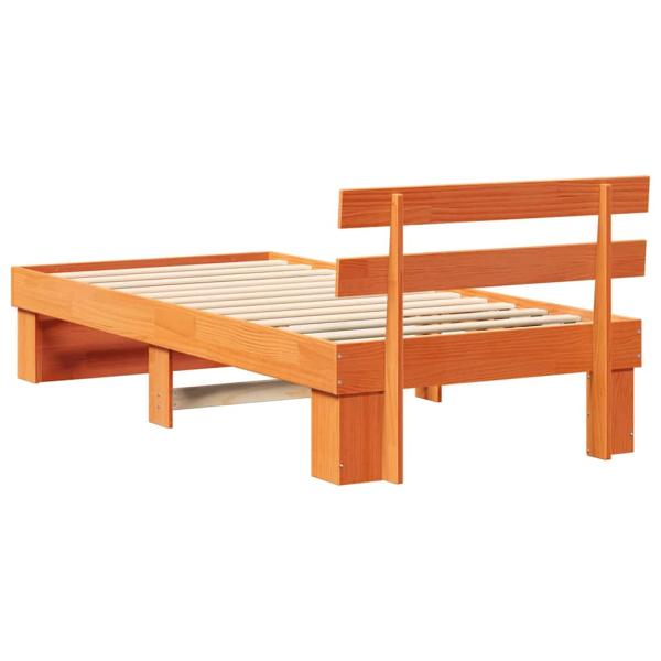 Bettgestell mit Kopfteil Wachsbraun 80 x 200 cm Massivkiefer