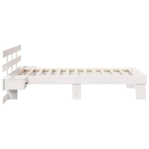 Bettgestell mit Schubladen mit Kopfteil Weiß 90 x 200 cm Massivkiefer